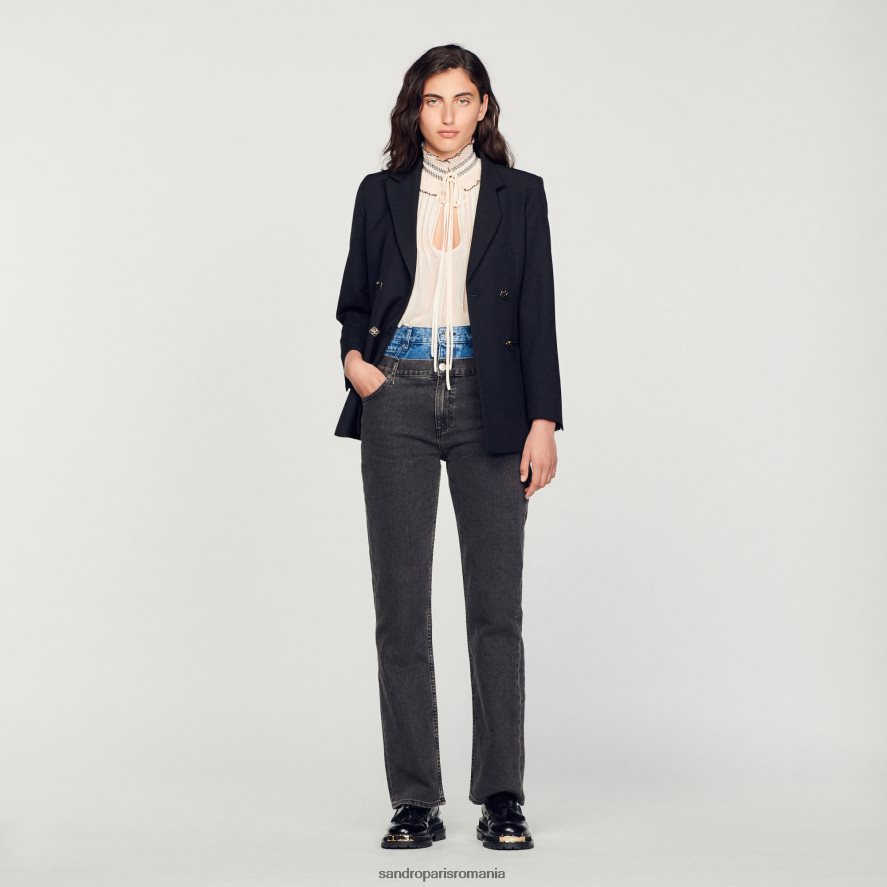 top din sifon femei nud Sandro Paris îmbrăcăminte X8Z4NH134