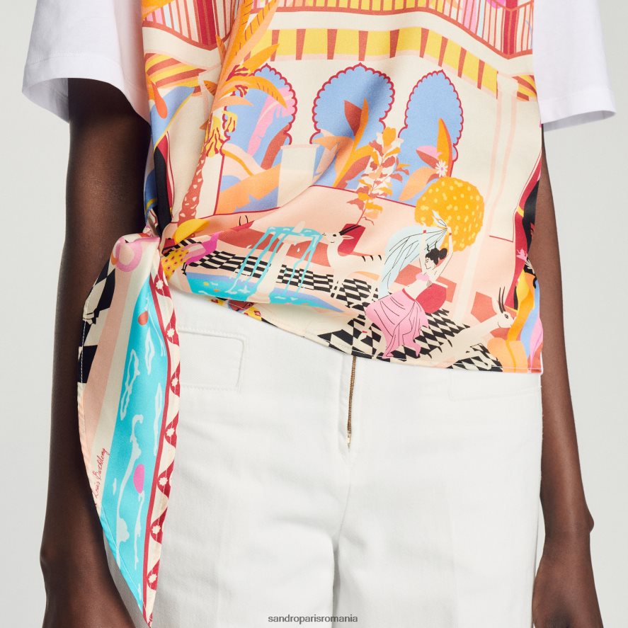 tricou eșarfă femei portocaliu/roz Sandro Paris îmbrăcăminte X8Z4NH115