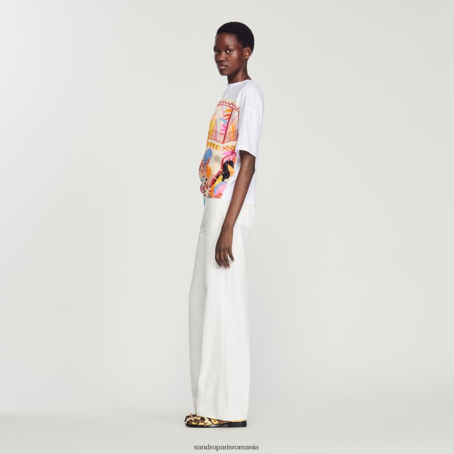 tricou eșarfă femei portocaliu/roz Sandro Paris îmbrăcăminte X8Z4NH115