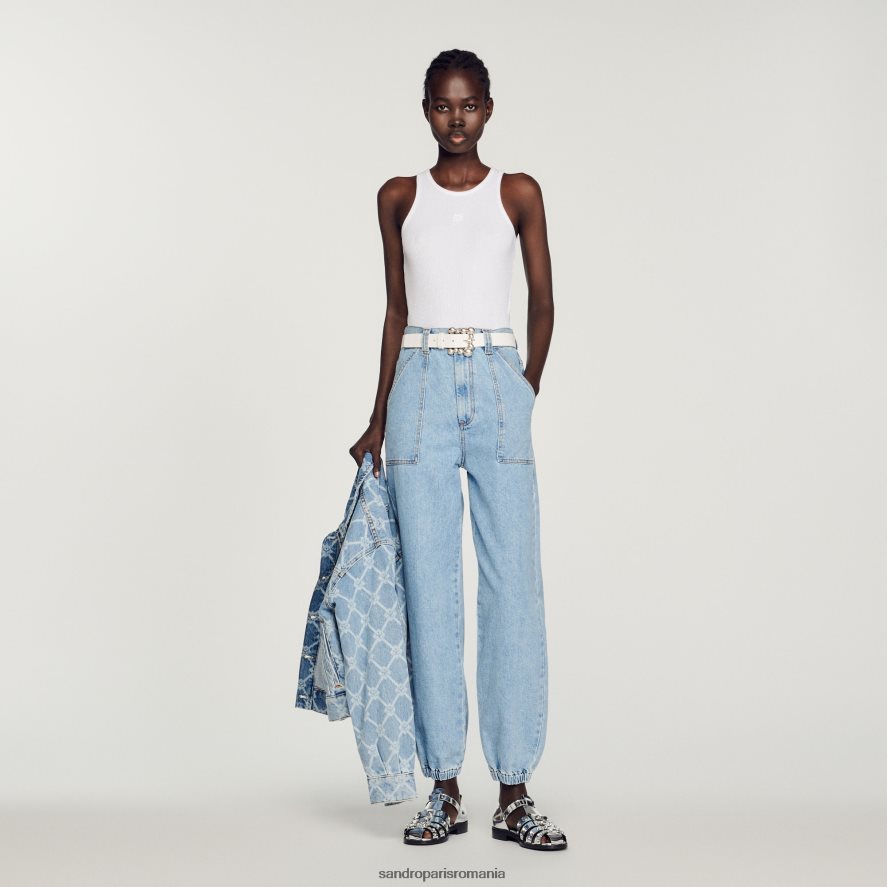 maiou cu logo-ul dublu femei alb Sandro Paris îmbrăcăminte X8Z4NH222