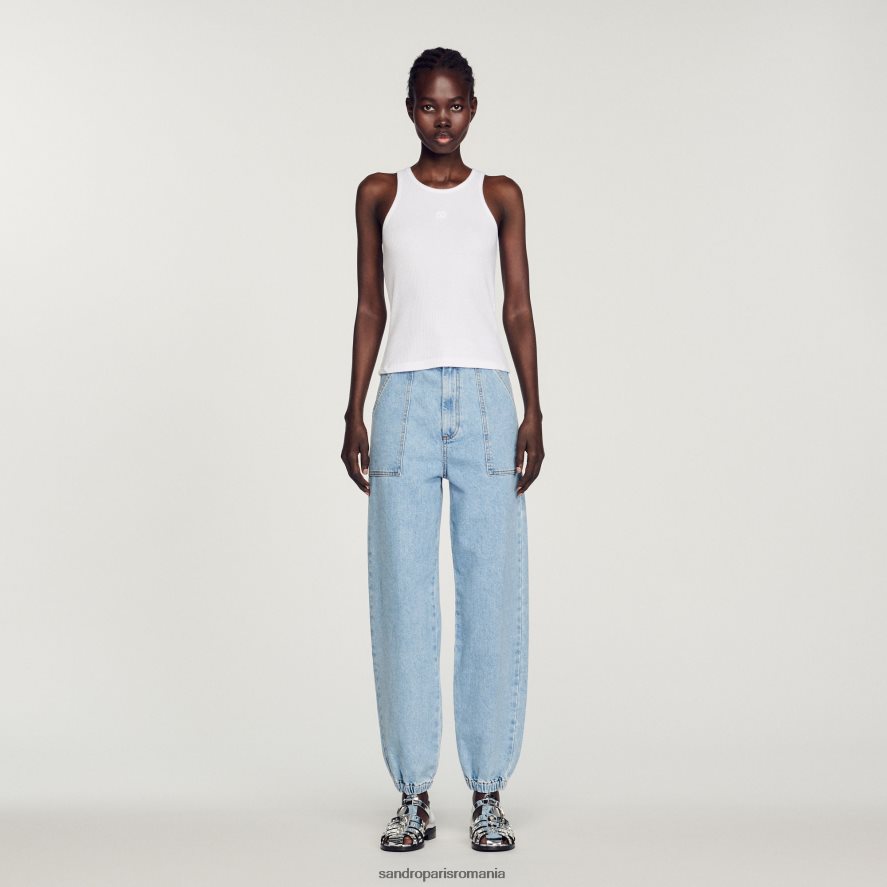 maiou cu logo-ul dublu femei alb Sandro Paris îmbrăcăminte X8Z4NH222