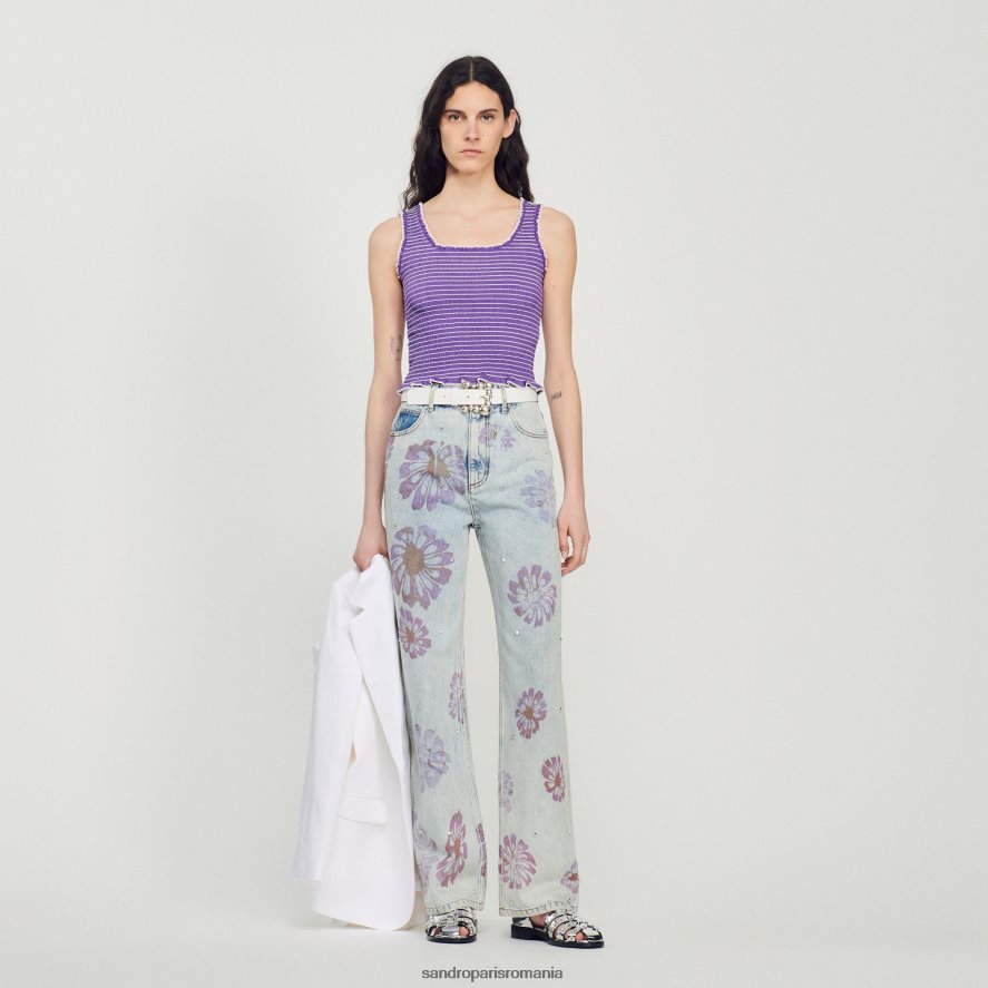 maiou decupat cu smock femei Violet Sandro Paris îmbrăcăminte X8Z4NH187