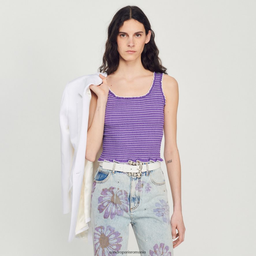 maiou decupat cu smock femei Violet Sandro Paris îmbrăcăminte X8Z4NH187