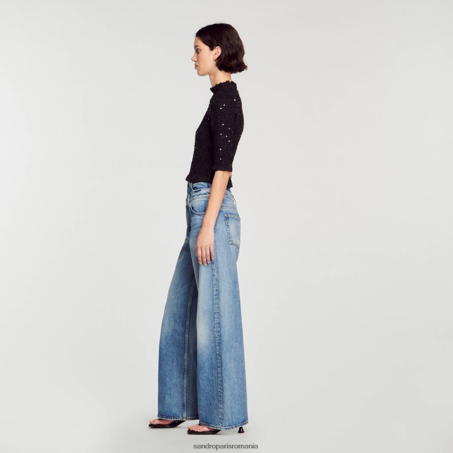 top cu paiete femei negru Sandro Paris îmbrăcăminte X8Z4NH27