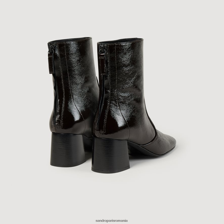 botine din piele crăpată femei ciocolată Sandro Paris încălţăminte X8Z4NH470