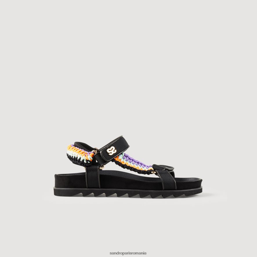 sandale cu impletituri colorate femei negru Sandro Paris încălţăminte X8Z4NH493