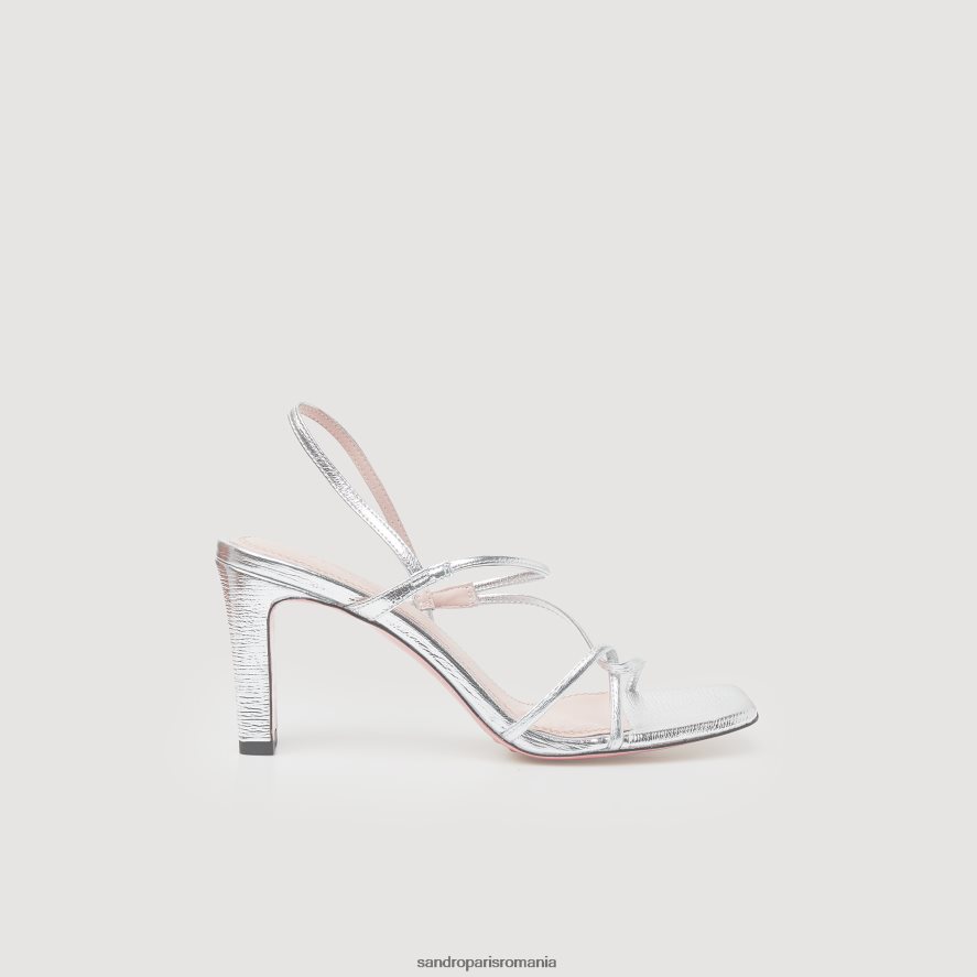 sandale din piele metalica femei argint Sandro Paris încălţăminte X8Z4NH476