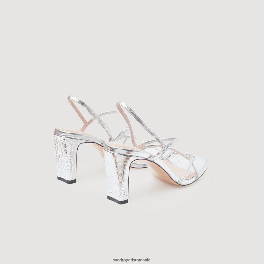 sandale din piele metalica femei argint Sandro Paris încălţăminte X8Z4NH476