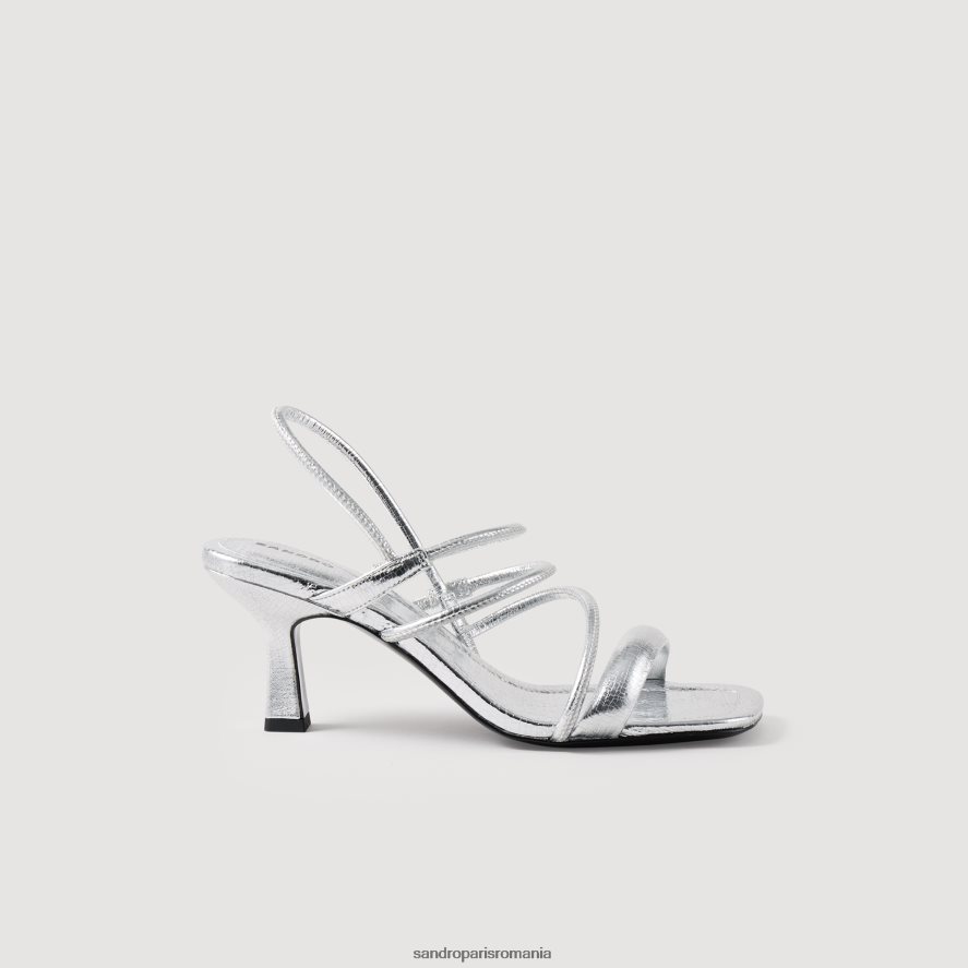 sandale din piele metalica femei argint Sandro Paris încălţăminte X8Z4NH494
