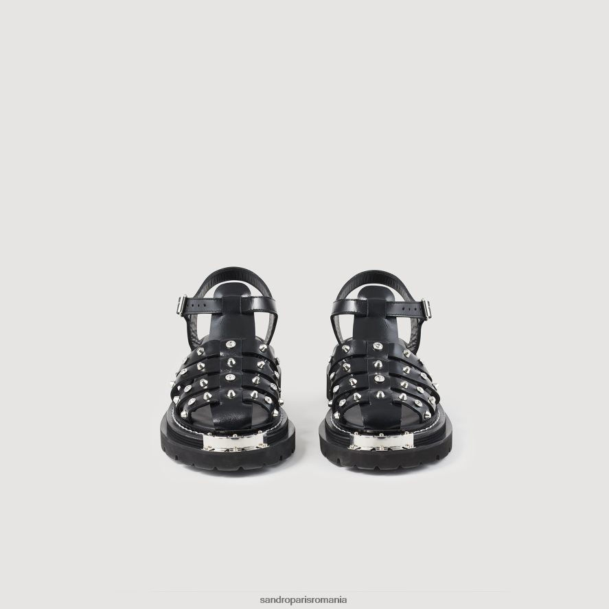 sandale din piele împânzite olys femei negru Sandro Paris încălţăminte X8Z4NH478